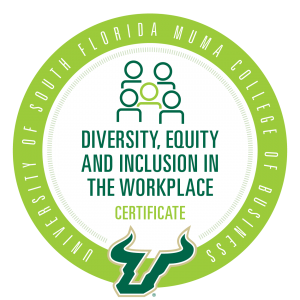 Diversity, Equity and Inclusion credential badge for Muma College of Business at the University of South Florida (USF)