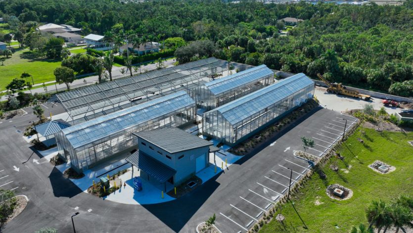 Naples Botanical Garden greenhouses aerial