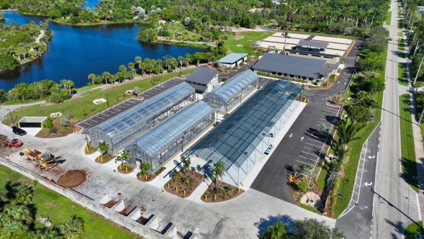 Naples Botanical Garden aerial looking north