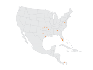 Manhattan locations across North and Central America.
